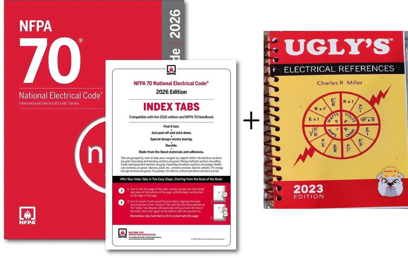 NFPA 70, National Electrical Code (NEC) 2026 + index tab + ugly electrical 2023 gallery